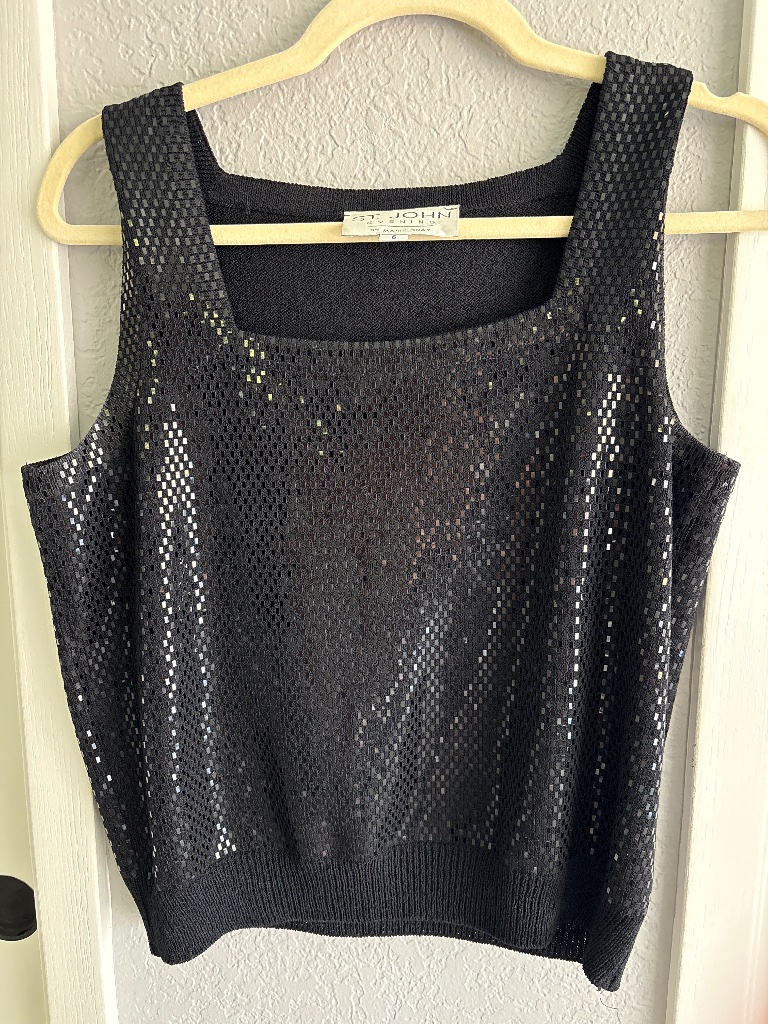 St John Evening By Marie Gray Black Sequin Vest